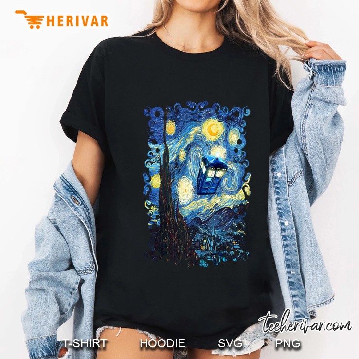 Blue Phone Booth Starry The Night Ladies Tee