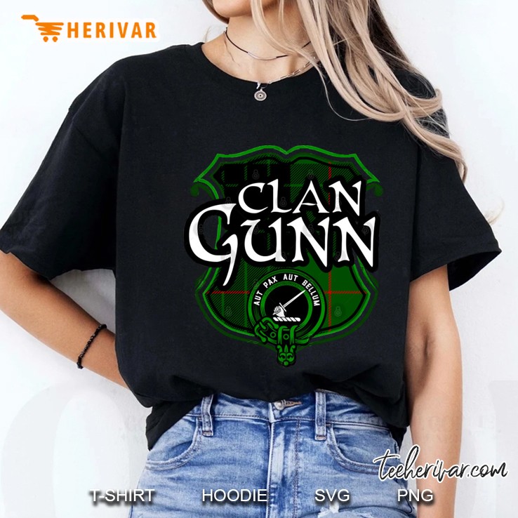 Clan Gunn Surname Scottish Clan Tartan Crest Badge Ladies Tee