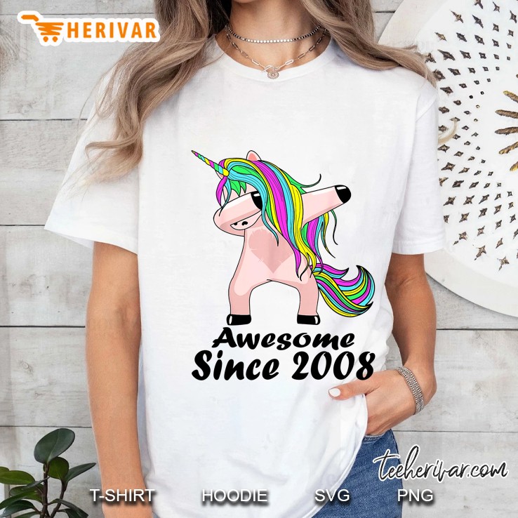 Awesome Since 2008 Dabbing Unicorn Version Ladies Tee