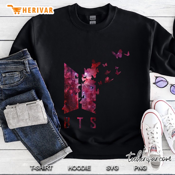 Bts - Wings Logo With Destructive Butterfly (Red Galaxy) Army Kpop Sweatshirt