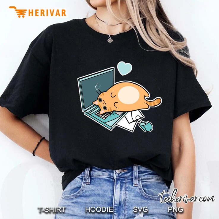 Cute Laptop Cat Ladies Tee