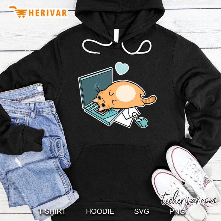 Cute Laptop Cat Hoodie