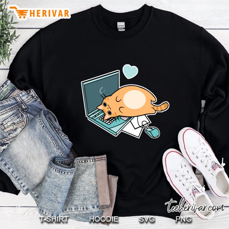 Cute Laptop Cat Sweatshirt
