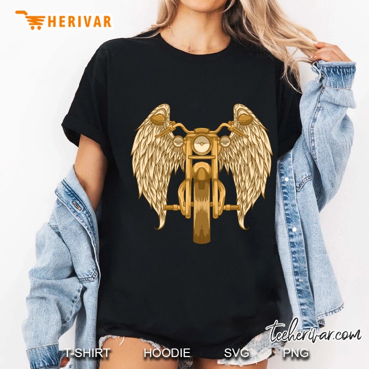 Motorcycle With Angel Wings Ladies Tee