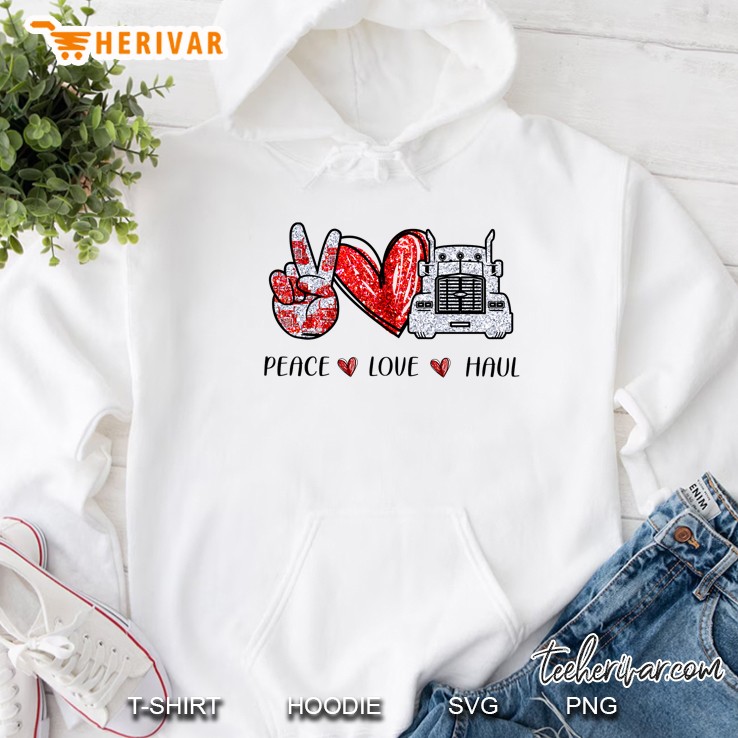 Peace Love Haul Peace Sign Hand Heart And Truck Version Hoodie
