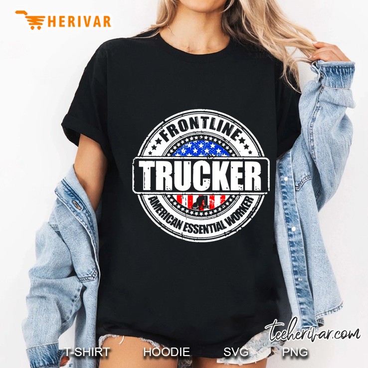 Frontline Trucker American Essential Worker Ladies Tee