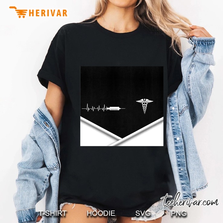 Syringe Heartbeat And Caduceus Ladies Tee
