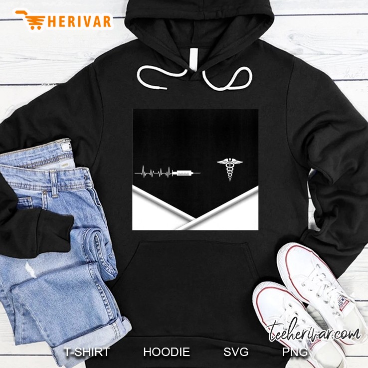 Syringe Heartbeat And Caduceus Hoodie