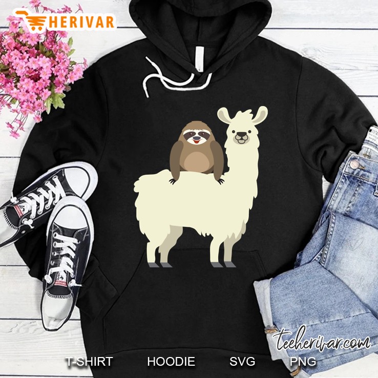 Cute & Funny Sloth Riding Llama Hoodie