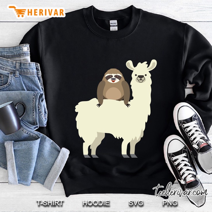 Cute & Funny Sloth Riding Llama Sweatshirt