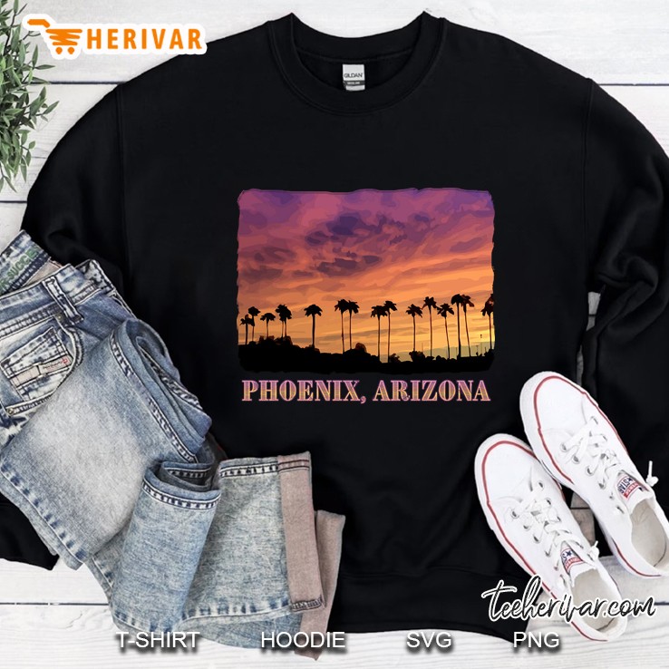 Phoenix, Arizona - Palm Trees, Sunset, Scenic Sweatshirt