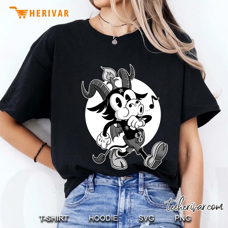 Blackcraft Atheist Satan Baphomet Goat Retro Cartoon Bn Lucifer Ladies Tee