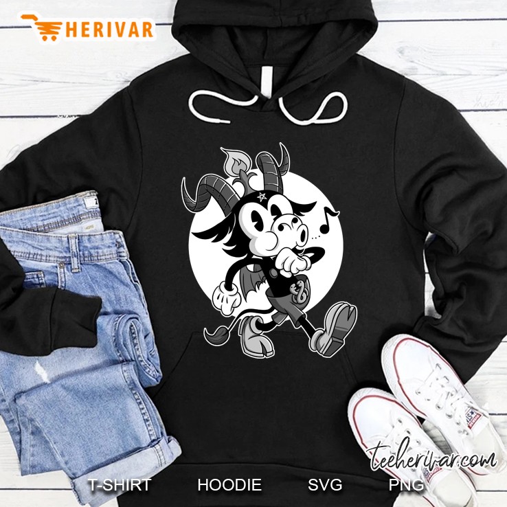 Blackcraft Atheist Satan Baphomet Goat Retro Cartoon Bn Lucifer Hoodie