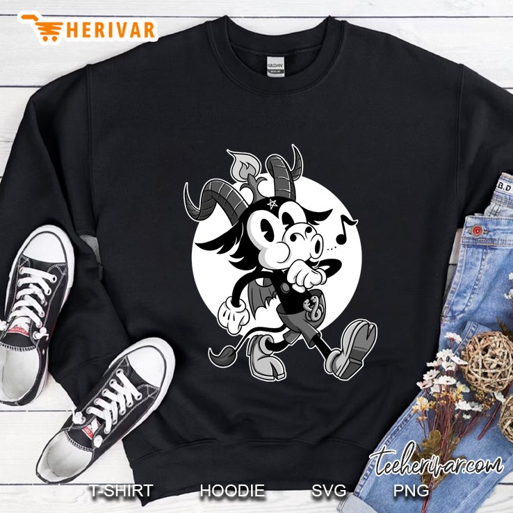 Blackcraft Atheist Satan Baphomet Goat Retro Cartoon Bn Lucifer Sweatshirt