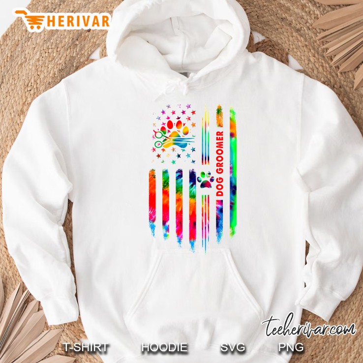 Dog Groomer Tie Dye American Flag Version Hoodie