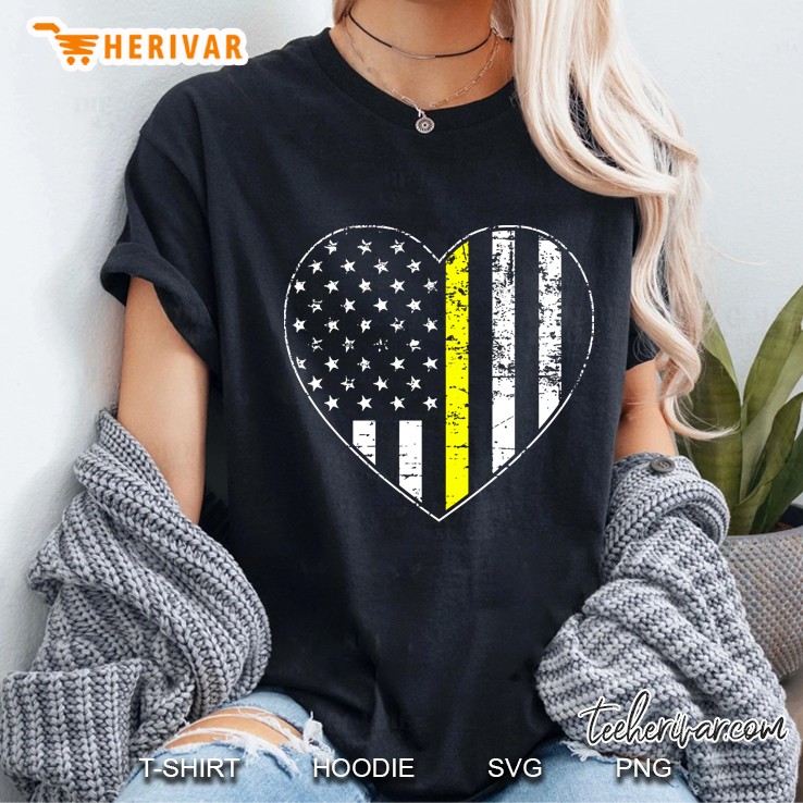 Thin Gold Line Distressed American Flag Heart Ladies Tee