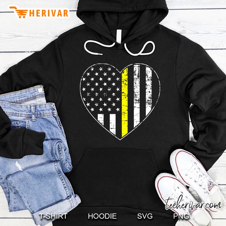 Thin Gold Line Distressed American Flag Heart Hoodie