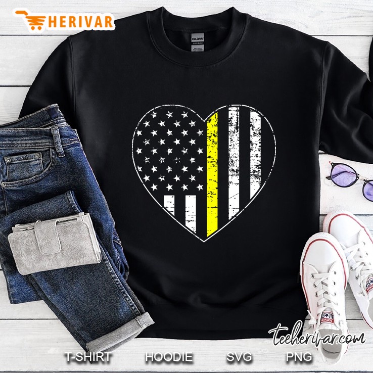 Thin Gold Line Distressed American Flag Heart Sweatshirt
