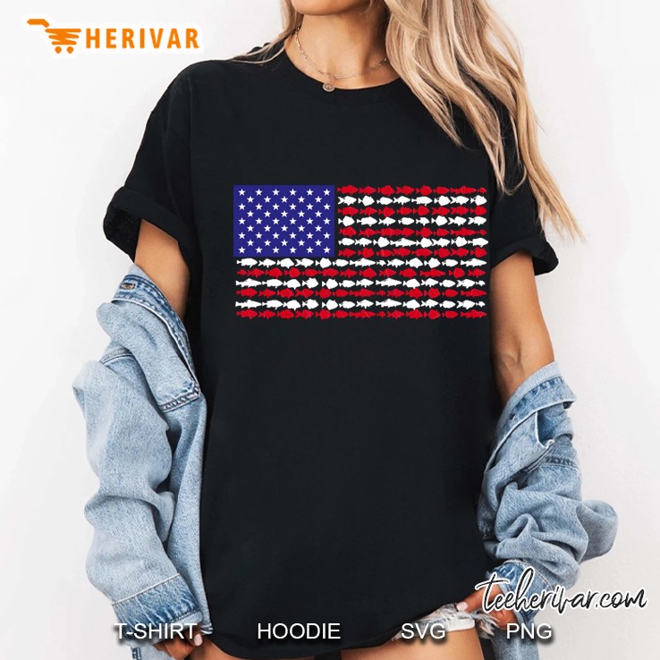 Fishing Fish Flag Usa Design Art Gift For Fishers Ladies Tee