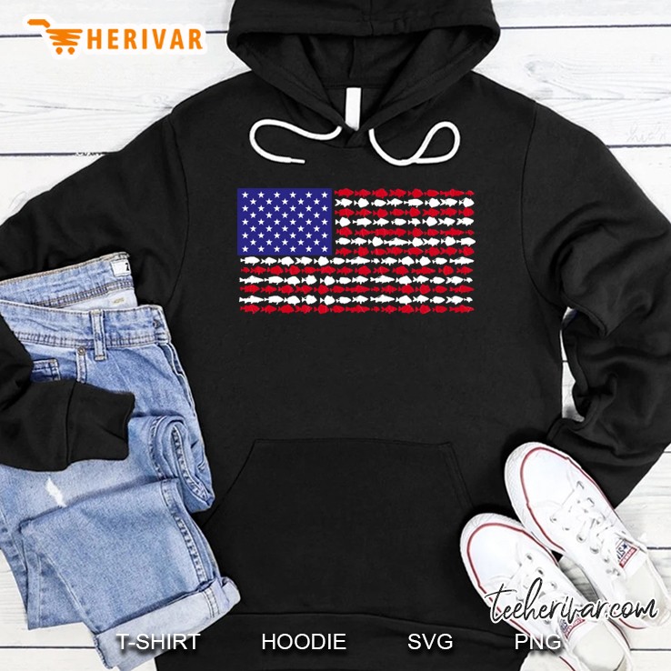 Fishing Fish Flag Usa Design Art Gift For Fishers Hoodie