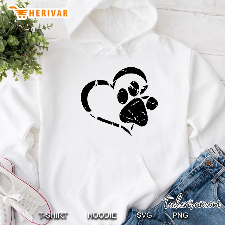 Dog Paw Print And Heart Hoodie
