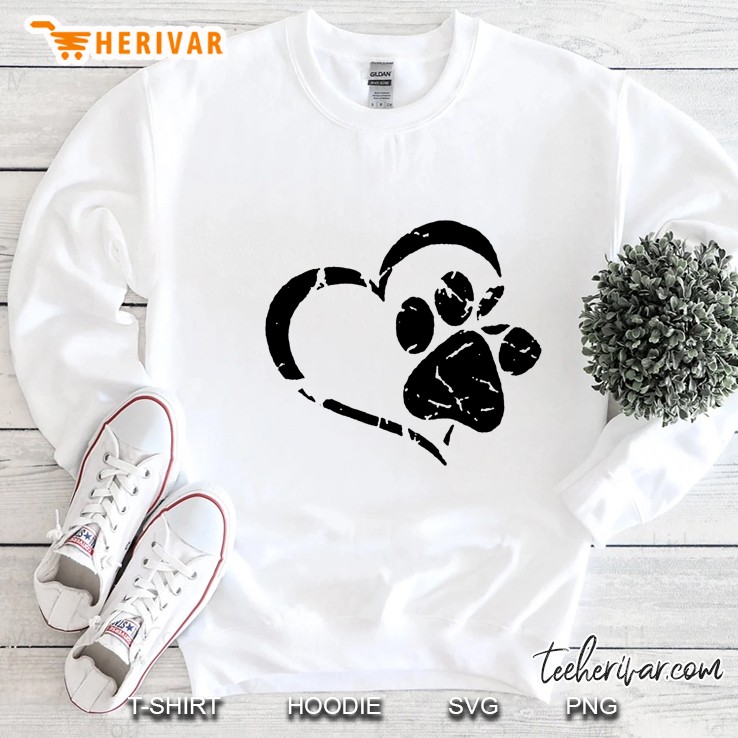 Dog Paw Print And Heart Sweatshirt