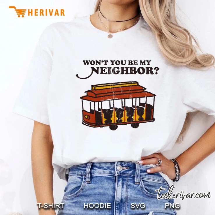 Mister Rogers - Won&39;T You Be My Neighbor With Trolley (Distressed) Ladies Tee