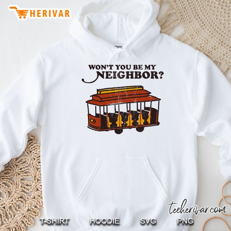 Mister Rogers - Won&39;T You Be My Neighbor With Trolley (Distressed) Hoodie