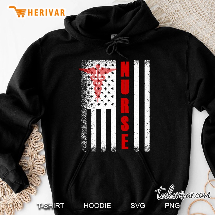 Nurse With Usa Flag Hoodie