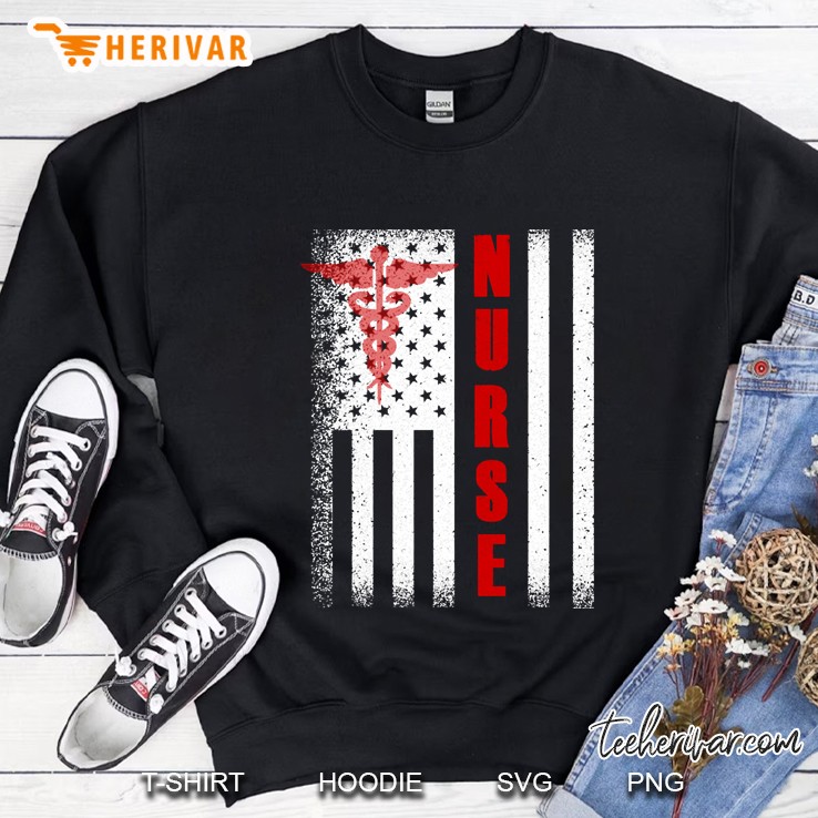 Nurse With Usa Flag Sweatshirt