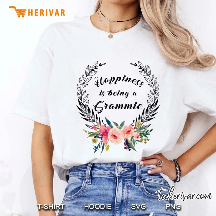 Happiness Is Being A Grammie With Floral Ladies Tee