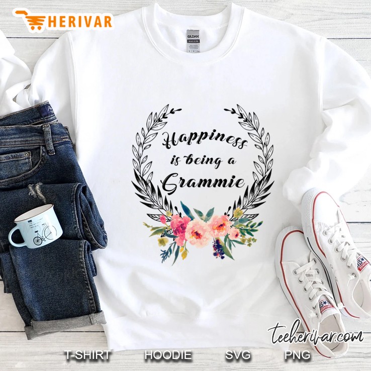 Happiness Is Being A Grammie With Floral Sweatshirt