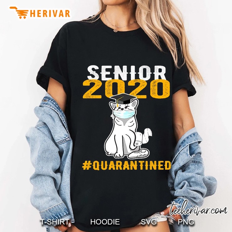 2020 Senior Quarantine Gift Funny Graduation Grad Cat Ladies Tee