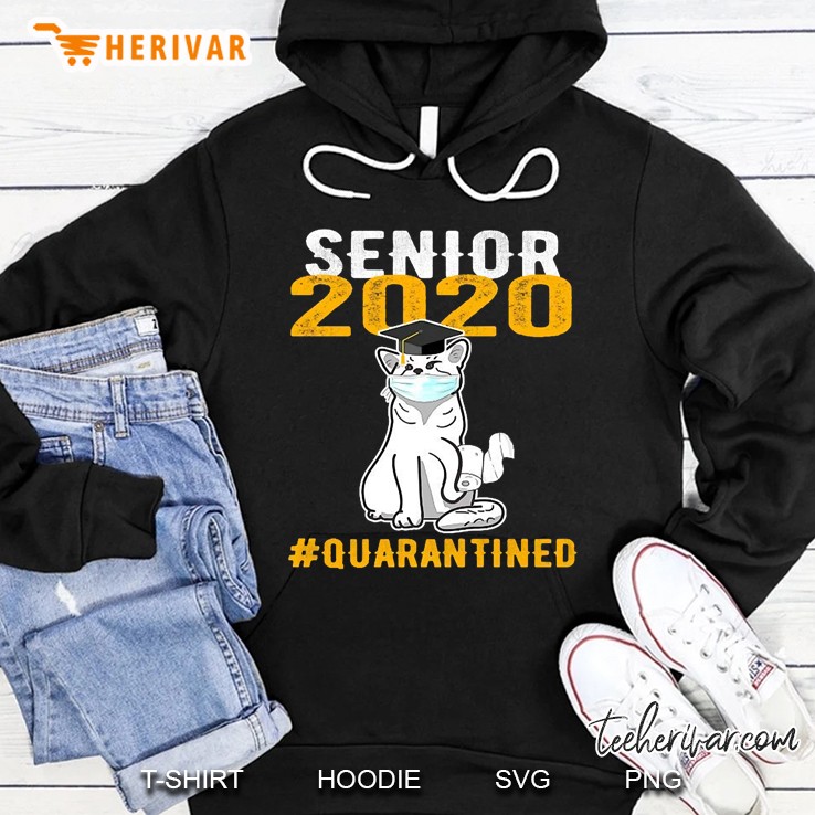 2020 Senior Quarantine Gift Funny Graduation Grad Cat Hoodie