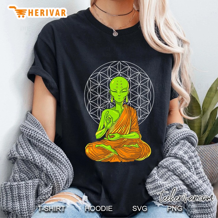 Alien Buddha Meditation Yoga Ufo Ladies Tee