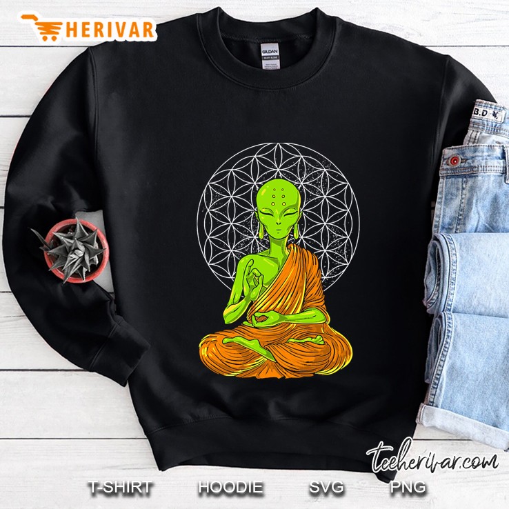 Alien Buddha Meditation Yoga Ufo Sweatshirt