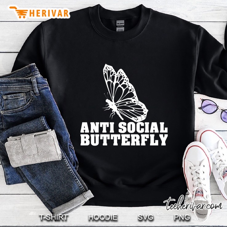 Anti Social Distance Quarantine Home Anti Social Butterfly Uwuby Sweatshirt