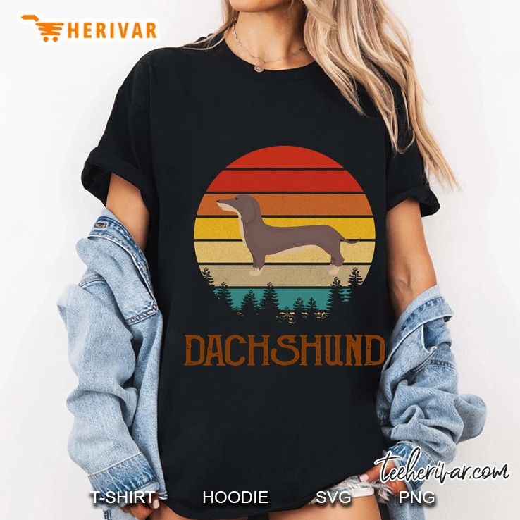 Dachshund Vintage Silhouette 60S 70S Retro Gifts Dog Lover Ladies Tee