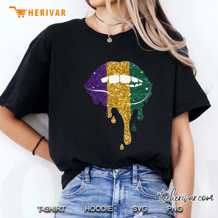 Lip Biting Sublimation Mardi Gras Ladies Tee