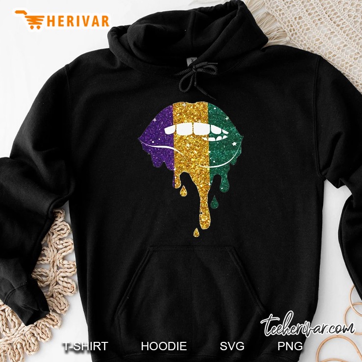 Lip Biting Sublimation Mardi Gras Hoodie