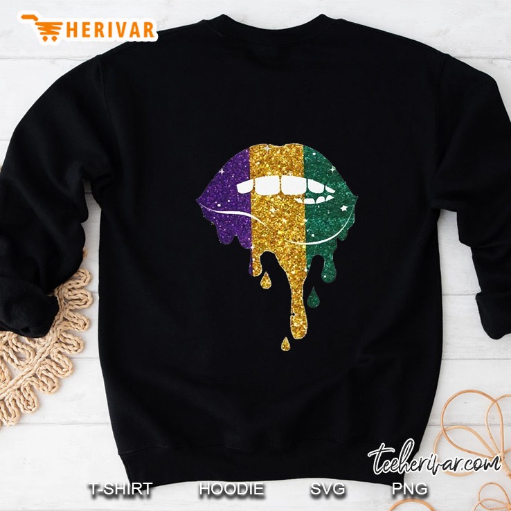 Lip Biting Sublimation Mardi Gras Sweatshirt