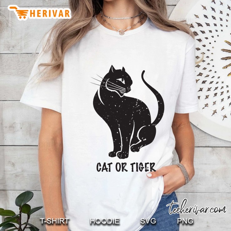 Cat Or Tiger Black Funny Tee Ladies Tee