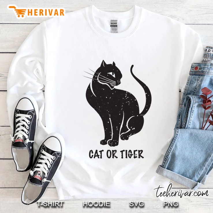 Cat Or Tiger Black Funny Tee Sweatshirt