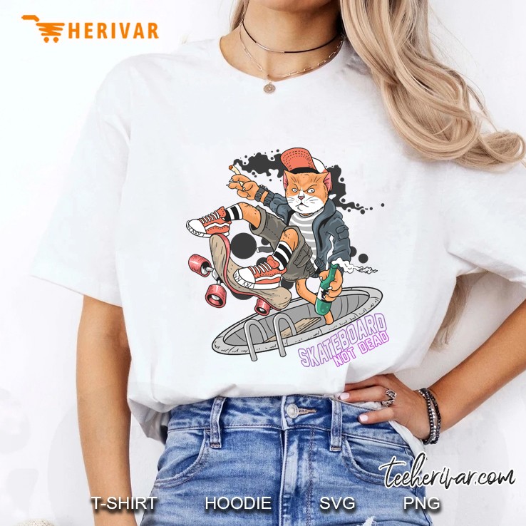 Cat Skateboard Pop Punk Ladies Tee