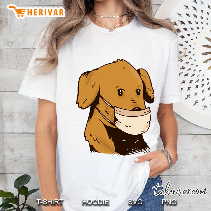 Dog Wearing A Face Mask Ladies Tee