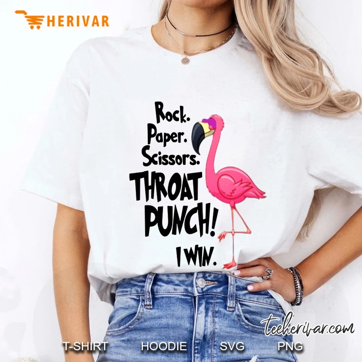 Flamingo, Rock, Paper, Scissors, Throat Punch Ladies Tee