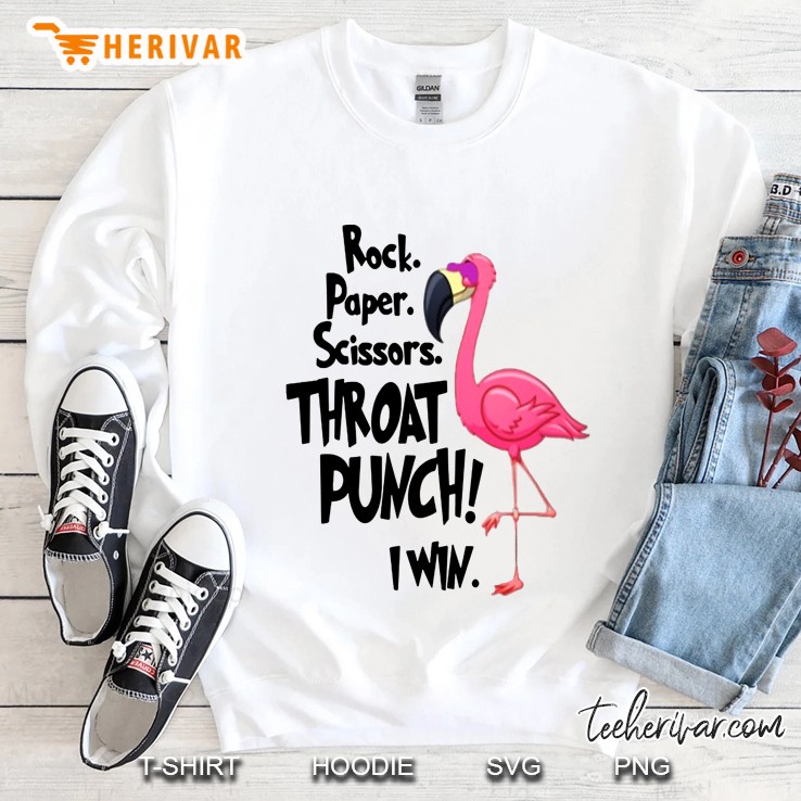 Flamingo, Rock, Paper, Scissors, Throat Punch Sweatshirt