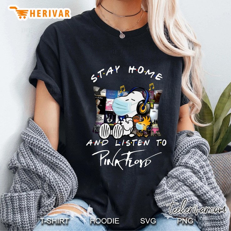 Stay Home And Listen To Pink Floyd Snoopy Version Ladies Tee