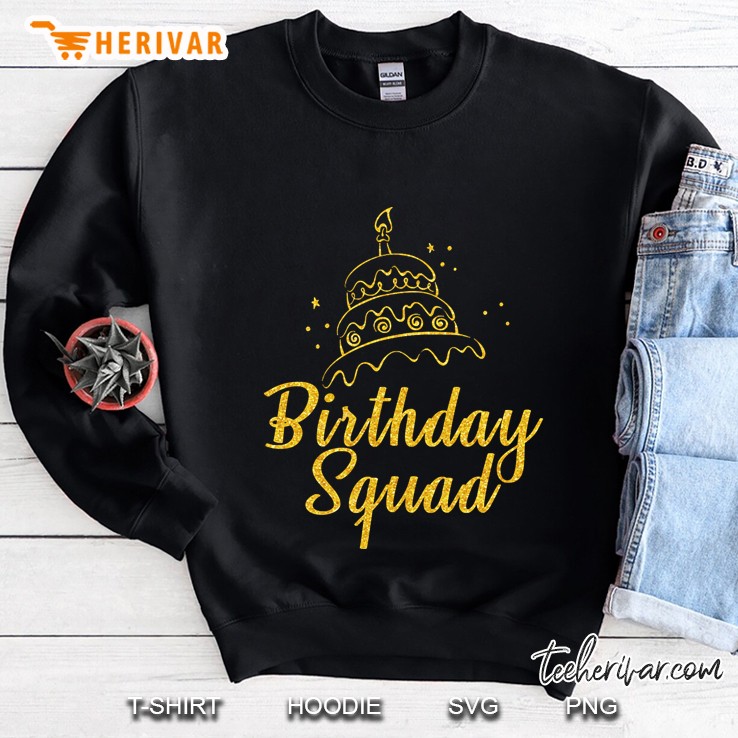 Birthday Squad Party Gold Cake Candle Star Sweatshirt