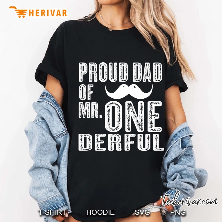 Mens Dad Of Mr. Onederful Wonderful Funny 1St Birthday Boy Ladies Tee